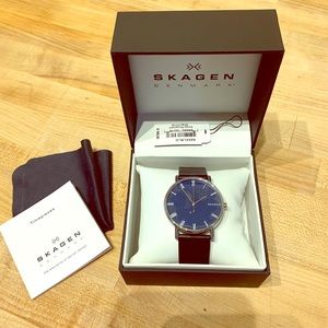 Men’s Skagen “Signatur” Black Leather Watch - NIB!